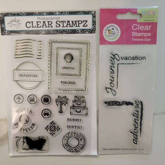 TRAVELER DESTINATIONS & TRAVEL CORNER DESIGNS Clear Cling Stamps Lot of 2 Pkgs - Picture 4 of 12